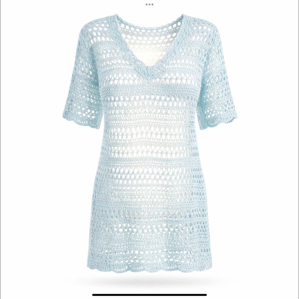 ANRABESS Crochet Swim Cover-Up Dress Blue Size L NWT - Picture 2 of 16